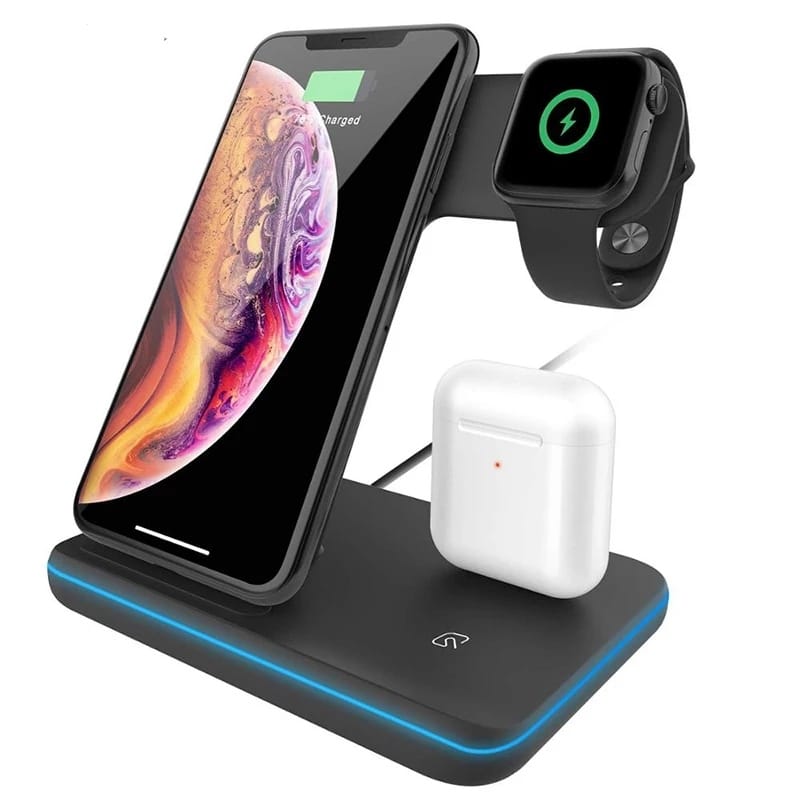 Base De Carga 3 En 1 Para Applewatch , AirPods, iPhone C/luz