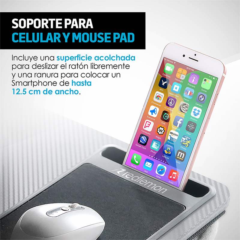 Mesa para Laptop Ergonómica con Soporte para Celular y Mouse Pad Redlemon