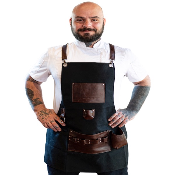 Mandil Bartender, Mesero, Chef, Parrillero De Lona Con Piel