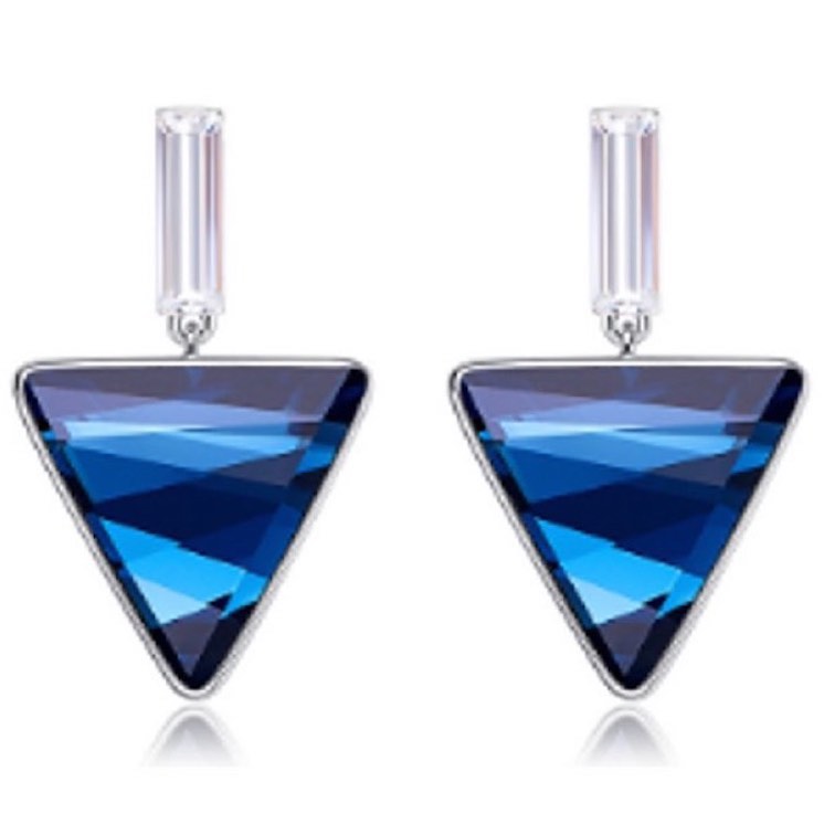 Pendientes de Triangulo cristales de Swarovski elegantes de rodio plata 