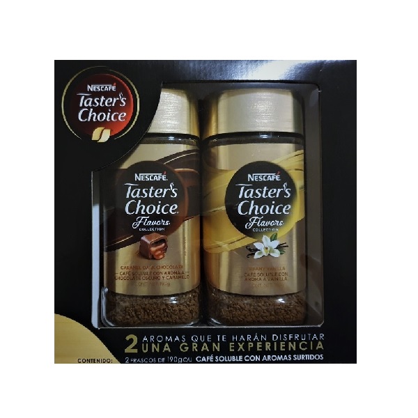 Café Soluble Nescafé Taster´s Choice Paquete de 2 Frascos de 190 g Vainilla y Chocolate Caramelo