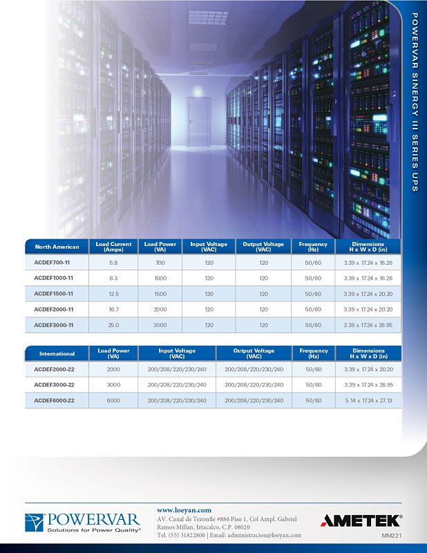 UPS Sinergy III; 2000 VA , 220 V