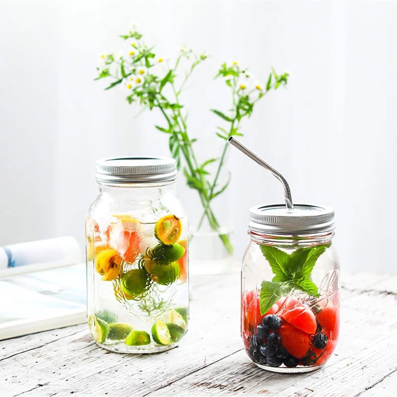 Set de 8 Popotes Reusables de Acero Inoxidable Curvos DrinkLab