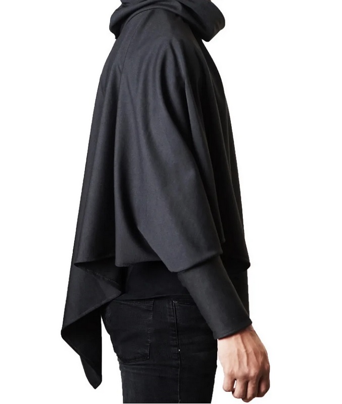 Poncho de Hombre Con Gorro, Gabán, Capa, Sueter, Negro, Hoodie