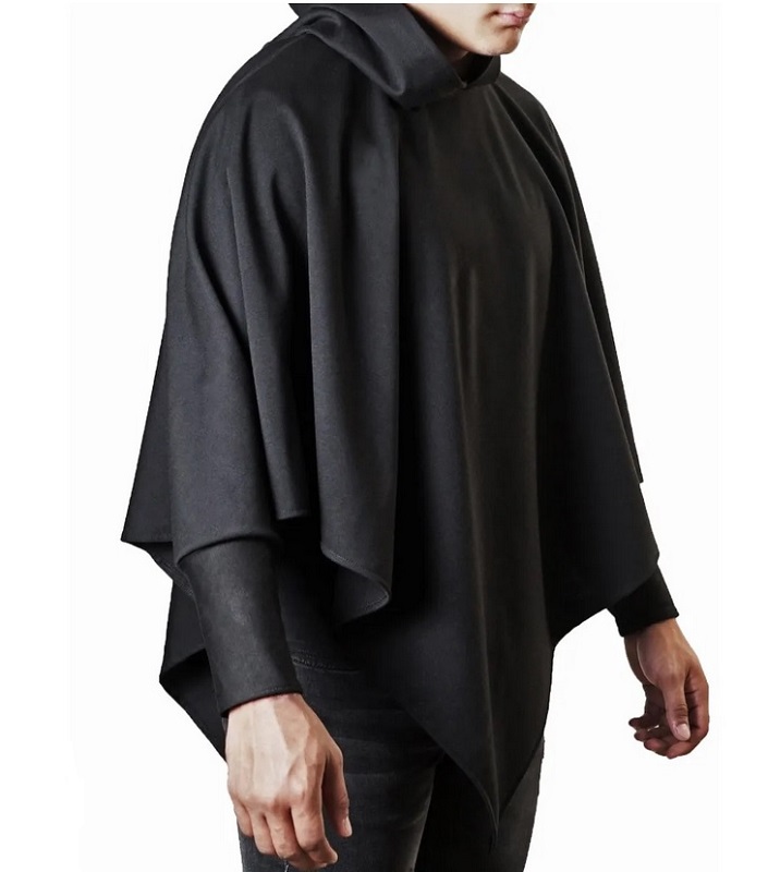 Poncho de Hombre Con Gorro, Gabán, Capa, Sueter, Negro, Hoodie