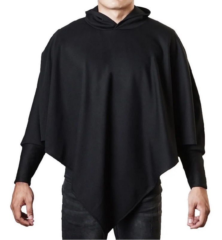 Poncho de Hombre Con Gorro, Gabán, Capa, Sueter, Negro, Hoodie