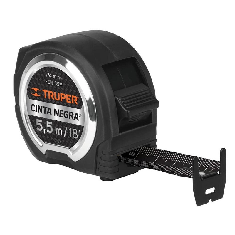 METRO -FLEXÓMETRO-CINTA METRICA NEGRA 5.5 M EXTRA ANCHA LECTURA DE AMBOS LADOS FCN-55M TRUPER