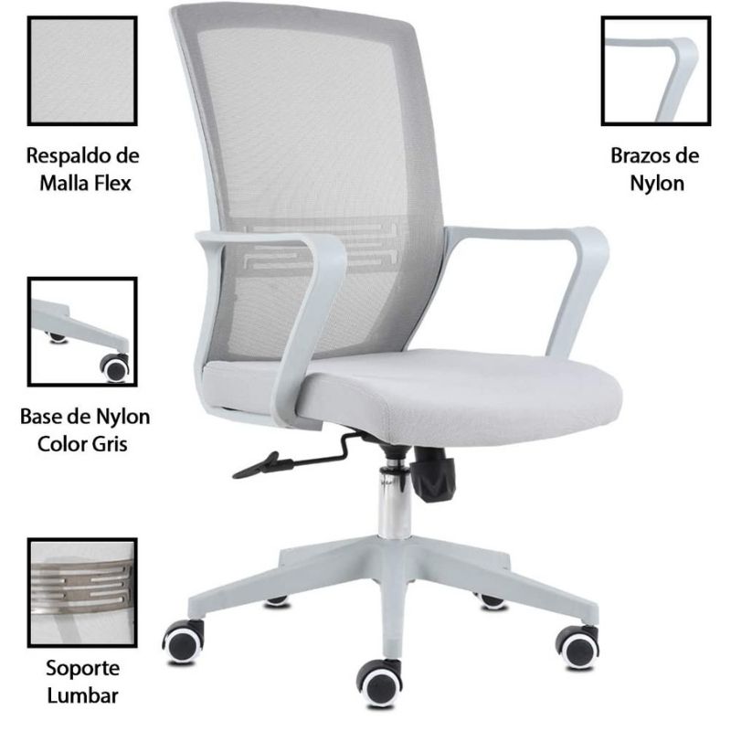 Silla de redacción alta para oficina, escritorio ergonómico para  computadora, respaldo medio, silla de malla con soporte lumbar y anillo de  pie