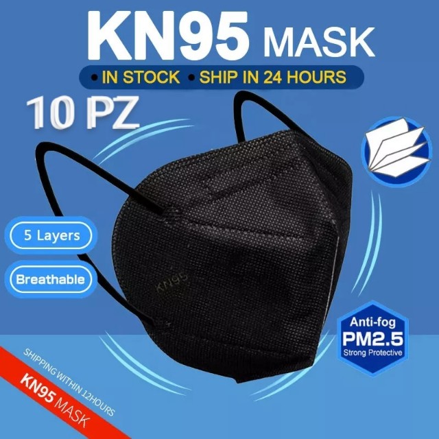 Cubrebocas KN95 Mascarilla ORIGINAL Color negro 10 PZ