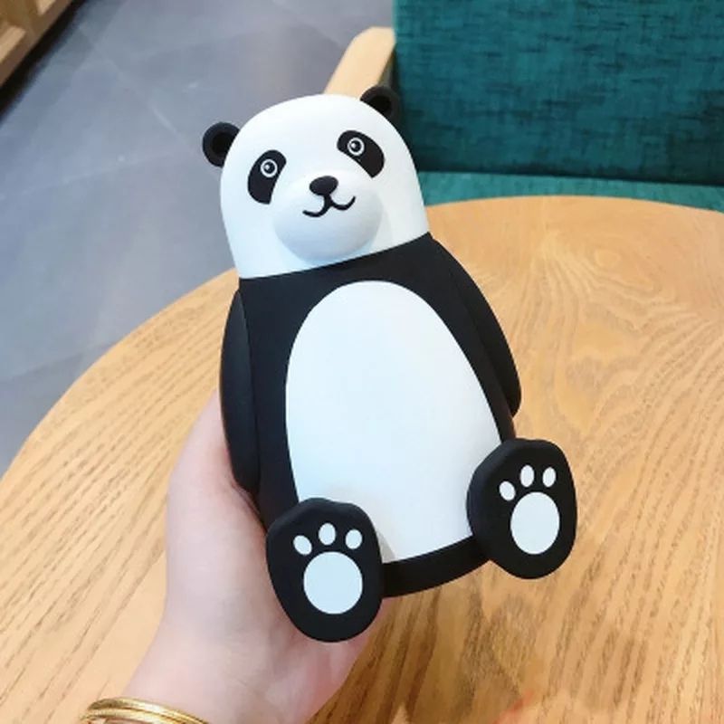 Termo Botella Vidrio Diseño Oso Panda, LBP, 320ml (10.8oz) -Blanco/Negro