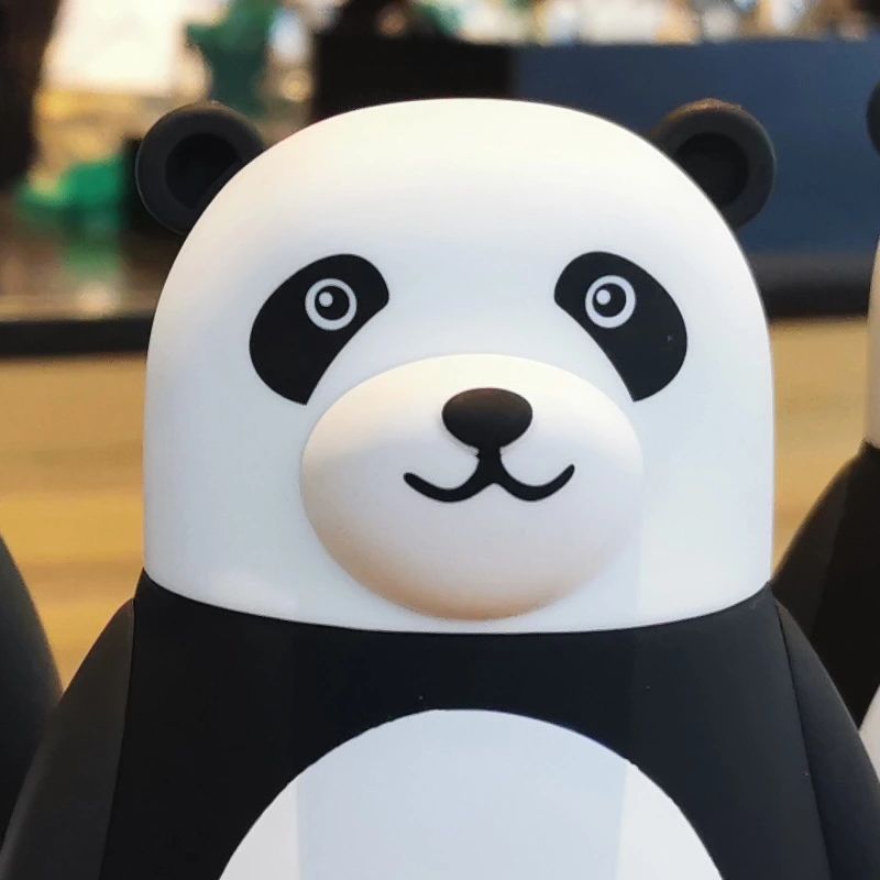 Termo Botella Vidrio Diseño Oso Panda, LBP, 320ml (10.8oz) -Blanco/Negro