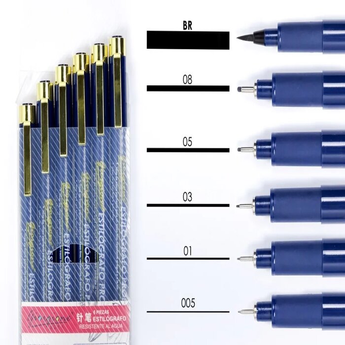 Estilografos Manga Sketch Bocetos 6 Puntas Diferen Y Estuche