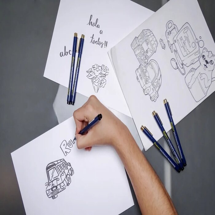 Estilografos Manga Sketch Bocetos 6 Puntas Diferen Y Estuche