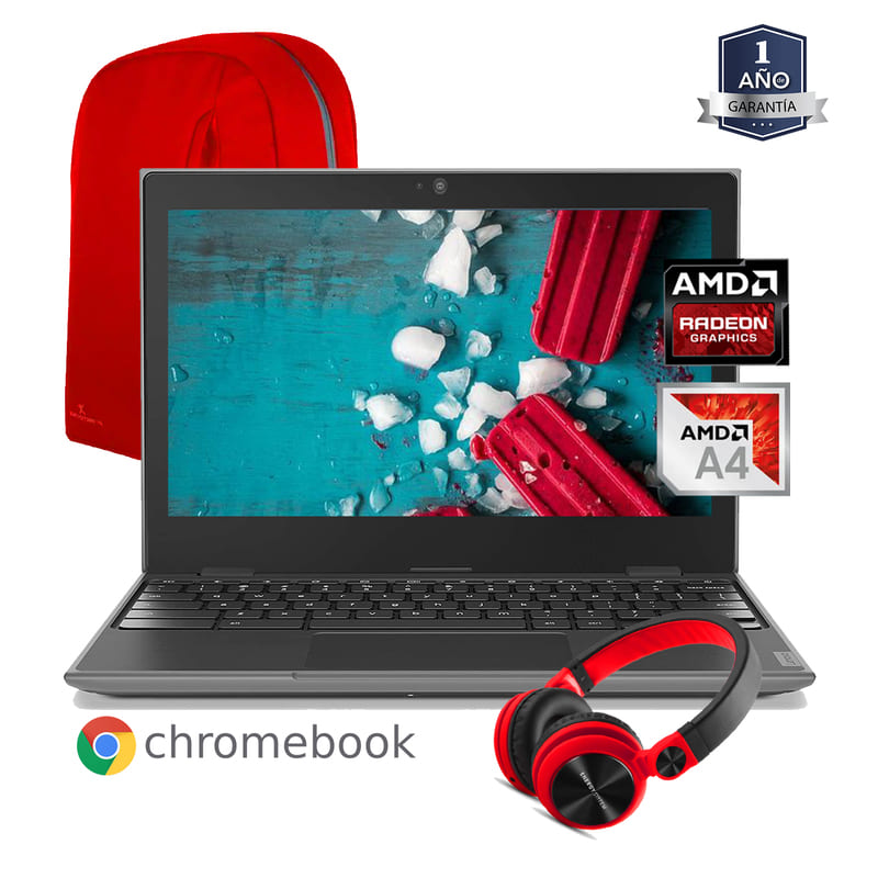 Laptop Lenovo 11 Amd A4 32Gb Ram 4Gb Chrome Os + Mochila + Audífonos