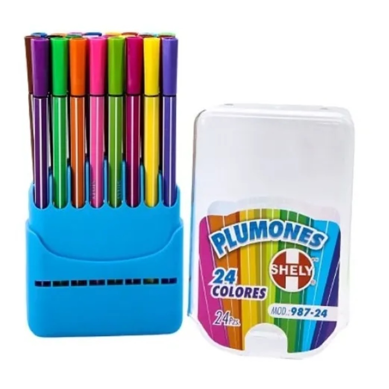 Marcadores Plumones Shely 24 Colores Punta Pincel C/estuche