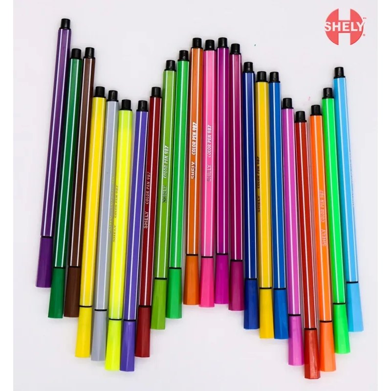 Marcadores Plumones Shely 24 Colores Punta Pincel C/estuche