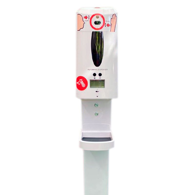 Dispensador de Gel Antibacterial Automático con medidor de temperatura corporal Vertical