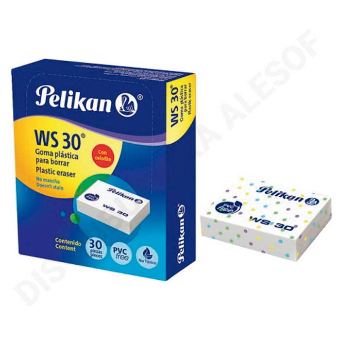 Goma De Borrar Blanca Mediana Ws 30 Cja C/30 Pzas. Pelikan