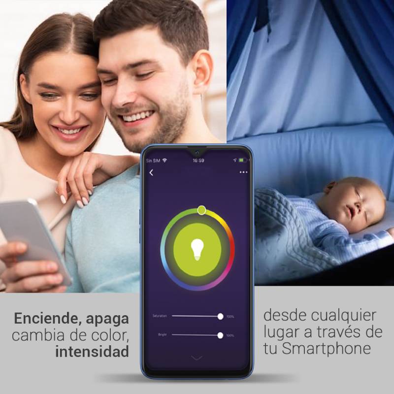 Foco Inteligente  Multicolores Led Wifi Compatible Con Alexa Y Google Home