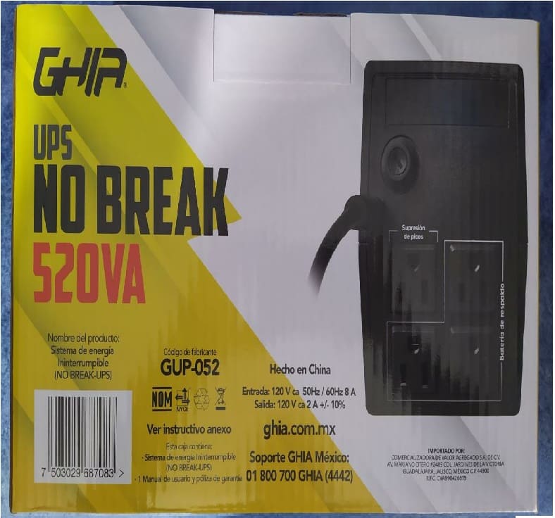 NO BREAK UPS 520VA 240W 4 CONTACTOS REGULADOR SUPRESOR DE PICOS RESPALDO PC LAP PANTALLA STAND BY