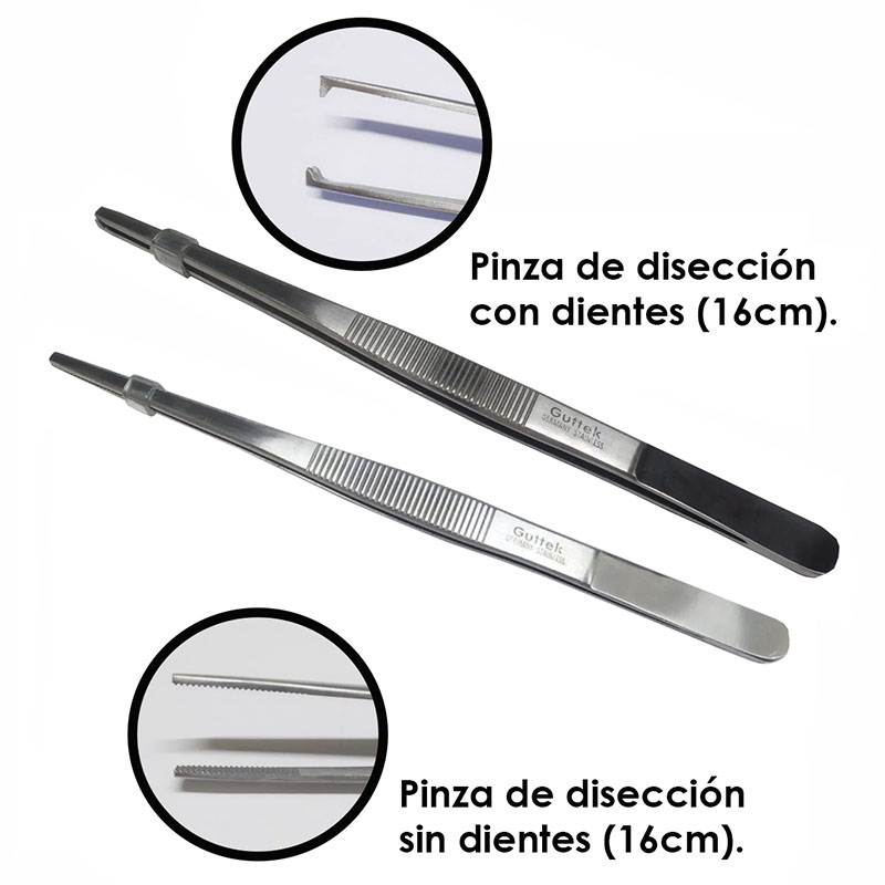 Estuche Medico Diseccion Acero Inoxidable 12pzs Guttek