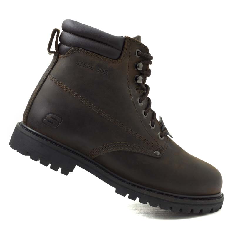BOTAS DE TRABAJO SKECHERS RELAX WORK CON CASQUILLO METÁLICO 76890 CAFÉ