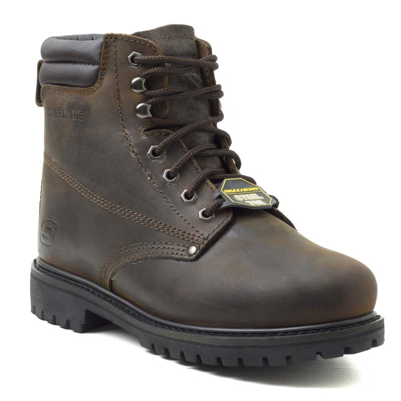 BOTAS DE TRABAJO SKECHERS RELAX WORK CON CASQUILLO METÁLICO 76890 CAFÉ