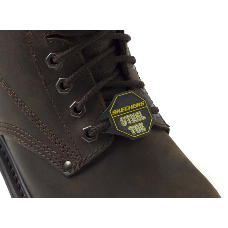 BOTAS DE TRABAJO SKECHERS RELAX WORK CON CASQUILLO METÁLICO 76890 CAFÉ