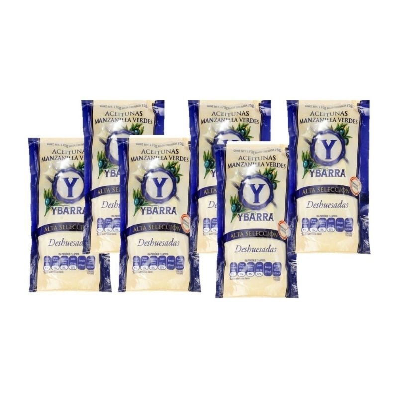 6 Aceitunas Ybarra Sin Hueso Doy Pack C/u 170g