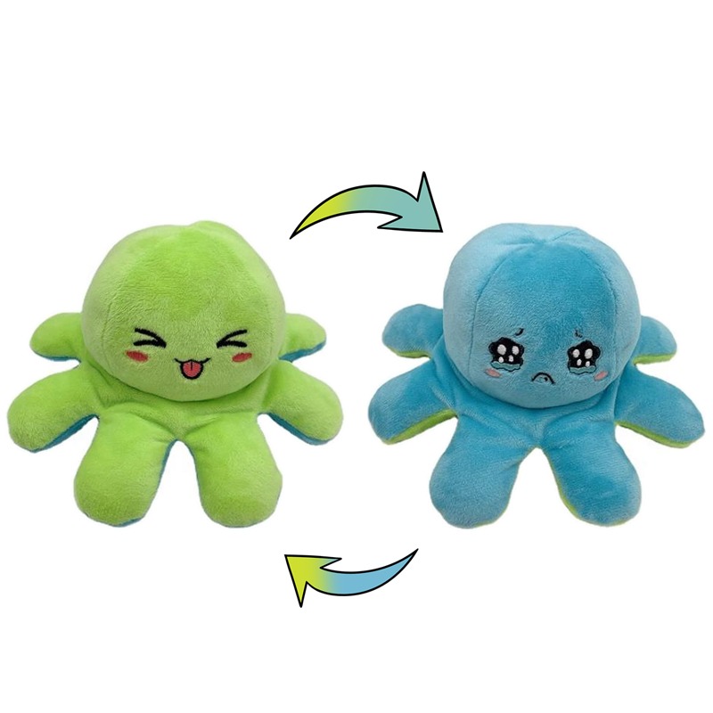 Peluche Pulpo Pulpito Reversible. Varias emociones (Dichoso-Triste)