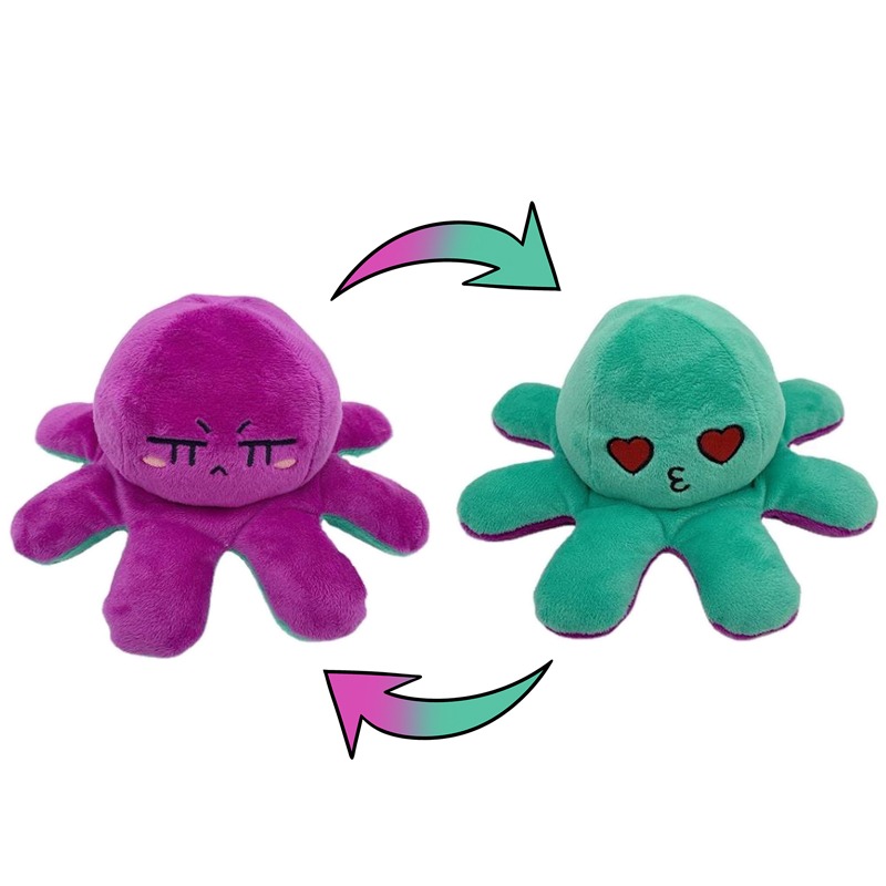 Peluche Pulpo Pulpito Reversible. Varias emociones (Enamorado-Decepcionado)