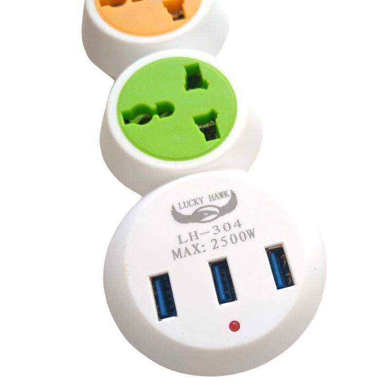 Multicontacto Universal 3 Contactos 3 Puertos USB, LPB, Cable 1.5m -Colores