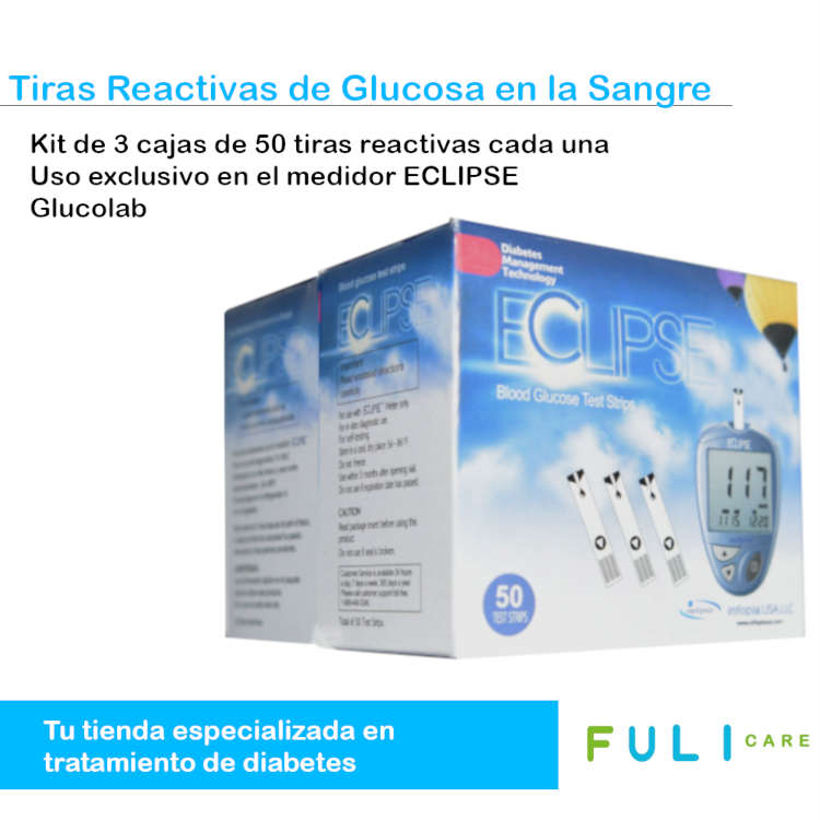 Tiras Reactivas para Glucometro Eclipse/Glucolab - Paquete con 100