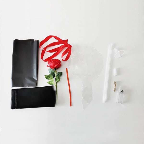 Globo De Cristal con Luz Led Ambar Arreglo Elegante Flor Rosa