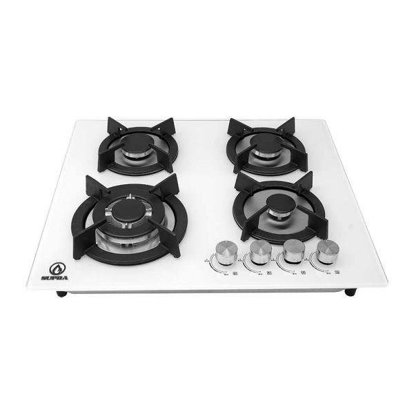 Combo campana extractora de 60 cm en color blanco y parrilla empotrable para gas SUPRA LODI campana de pared acero básica con parrilla de 60 cm cubierta templado color blanco.