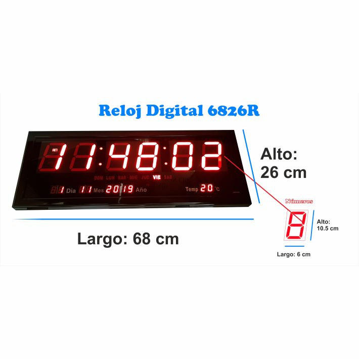 Reloj Digital de pared Gigante 6826 Luz Led