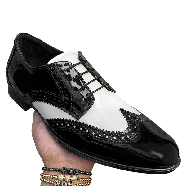 Zapato de Caballero Zanthy Shoes Mod 137 Charol Negro/Blanco