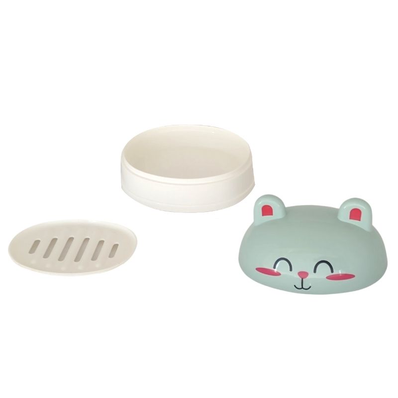 Jabonera de Viaje, Porta Jabón Oso, LBP, Contenedor de jabón barra con tapa -Gris