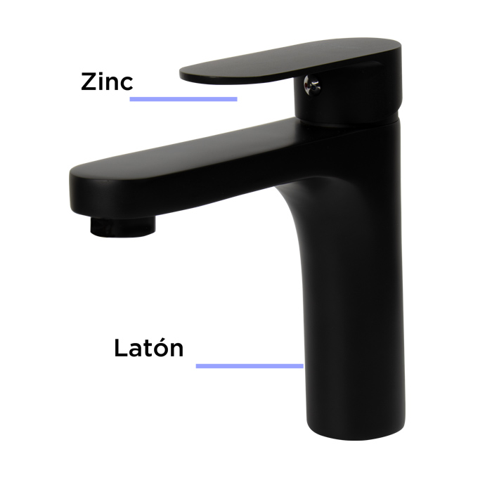 CNX Mezcladora Monomando Para Lavabo en Negro Mate, Incluye Mangueras para Agua Fría y Caliente