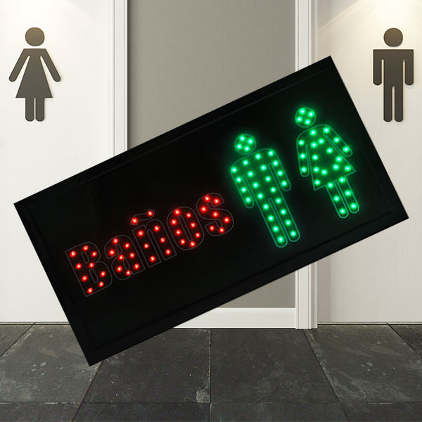 Letrero Señalizador Luminoso Led indicador de Baños / Master / ML-LET-BANOS