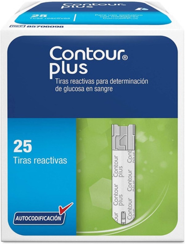 Tiras Lancetas Reactivas Glucometro Contour Plus 25 Piezas