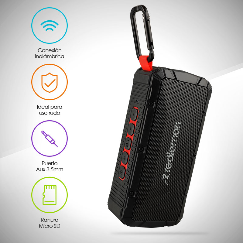 Bocina Bluetooth Portátil Resistente a Golpes y al Agua Redlemon