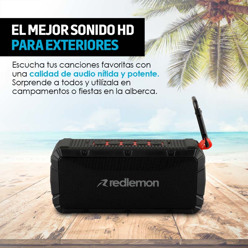 Bocina Bluetooth Portátil Resistente a Golpes y al Agua Redlemon