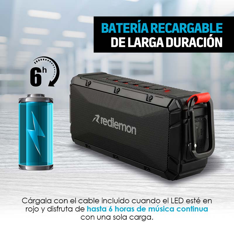 Bocina Bluetooth Portátil Resistente a Golpes y al Agua Redlemon