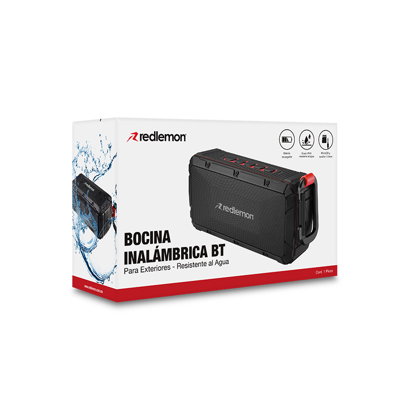 Bocina Bluetooth Portátil Resistente a Golpes y al Agua Redlemon