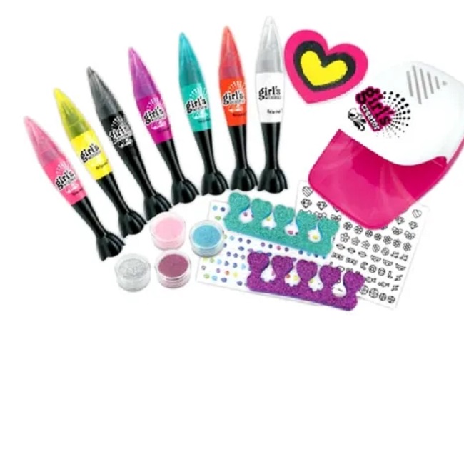Juguete Secador De Uñas Nail Glam Paint Niña Kit Completo plumas
