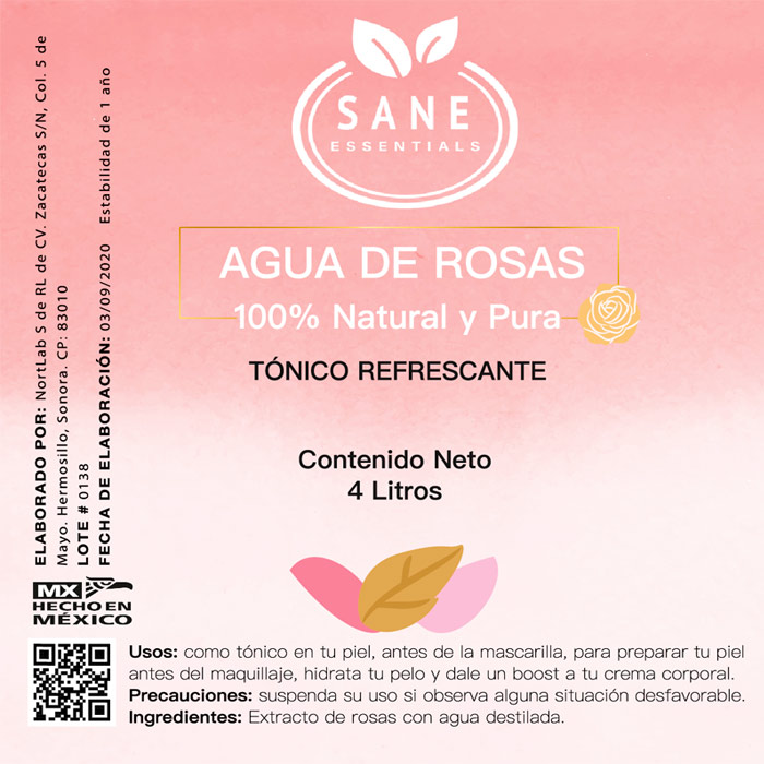 Agua de Rosas Tónico facial 100% natural