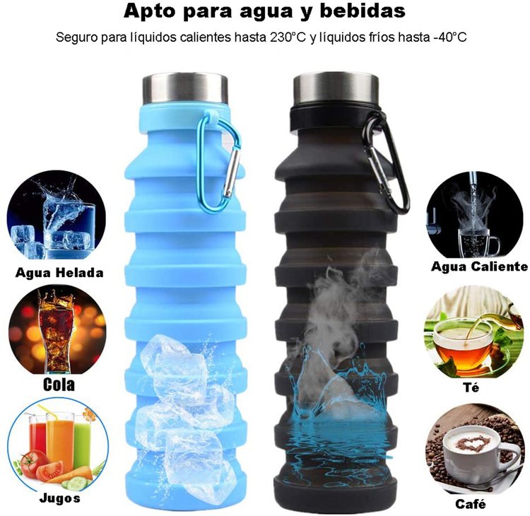 Botella Plegable Para Agua de Silicon 550 ml Rojo