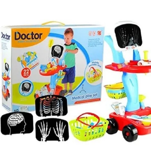 Juego Carrito Medico Juguetes Niños Radiografías 23 Accesorios Simulacion 