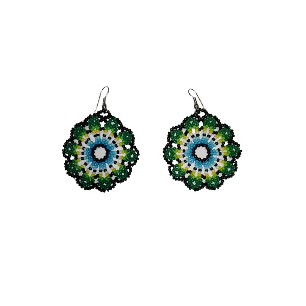 Aretes Artesanales Wixarika de chaquira en combinación de colores